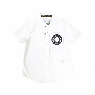 Burberry White Round Logo Classic Collar Shirt