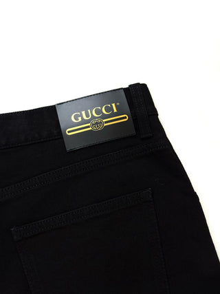 Gucci Black Denim Jeans with Gucci Embroidery