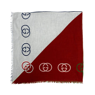 Gucci Cotton Tri Color Scarf Red/Blue/ Green