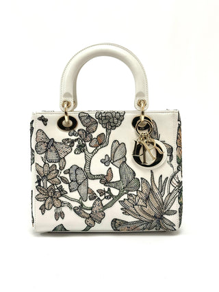 Lady Dior Medium Mexico Motif Microbead Embroidered Multicolor