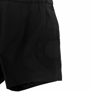 Burberry Black Round Embroidery Brand Logo Shorts