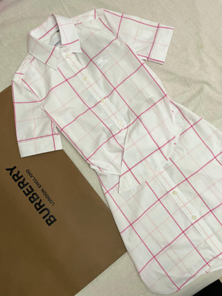 Burberry White Pink Caro Shirt Dress