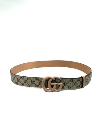 Gucci Beige GG Classic Monogram Leather Belt