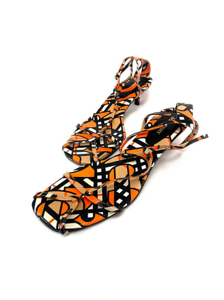 Burberry TB Black Orange Sandals