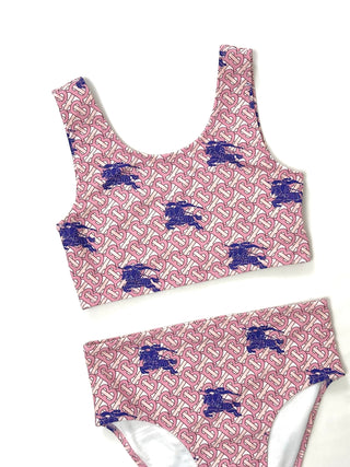 Burberry Pink Blue Horse Logo Bikini