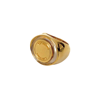 Burberry Gold coated Glas effect round logo ring