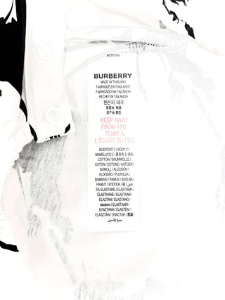 Burberry White with Black Horse Logo Baby Onesie