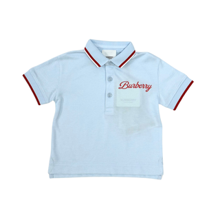 Burberry Baby Blue with Red Logo Name Polo Shirt