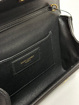 Saint Laurent Vicky Minaudiere Bag Black Glass