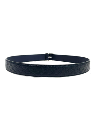 Gucci Leather Belt GG with Silver Buckle