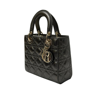 Lady Dior Mettalic Dark Grey Cannage Lambskin