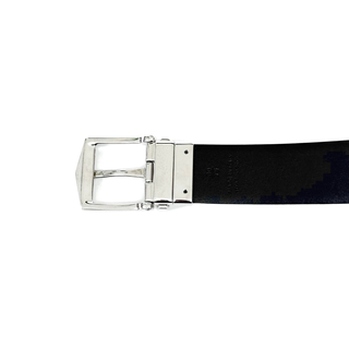Burberry Reversible Caro Patch Dark Brown Leather Belt with Branded Silver Buckle