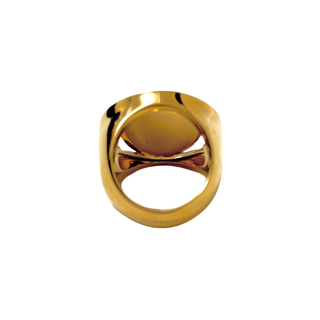 Burberry Gold coated Glas effect round logo ring