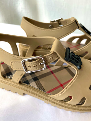 Burberry Beige Black TB Logo Jelly Shoes