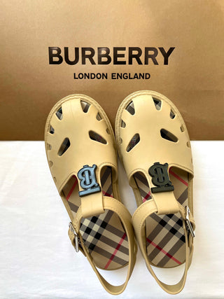 Burberry Beige Black TB Logo Jelly Shoes