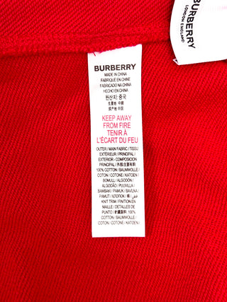 Burberry Red Unisex Jogger Pants with White Name Logo on one Leg