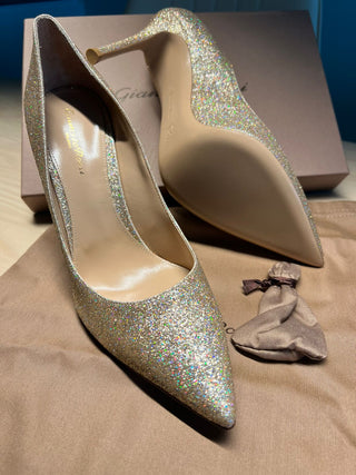 Gianvito Rossi Gold Glitter Heels