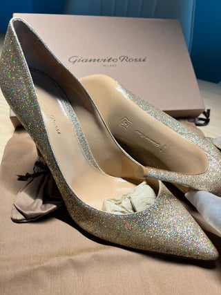 Gianvito Rossi Gold Glitter Heels