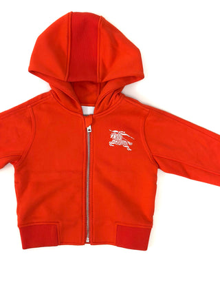 Burberry Orange Zip Hoodie with White Horse Logo