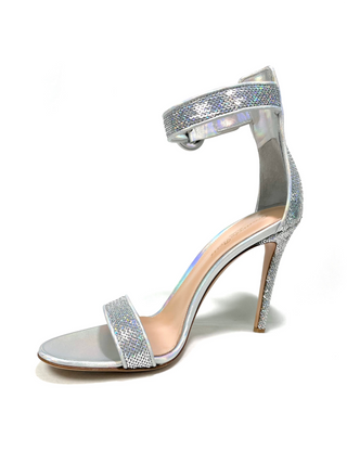 Gianvito Rossi Silver Sequin Sandals Heels