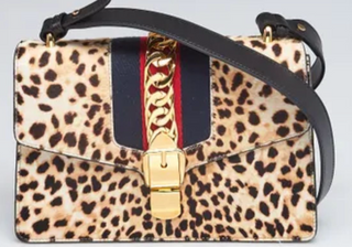 Gucci Beige Leopard Print Small Sylvie Shoulder Bag
