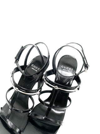 Gucci Black Horsebite Sandal Heels