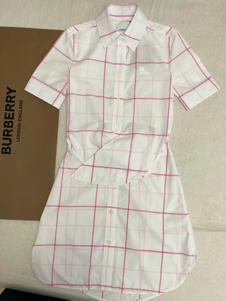 Burberry White Pink Caro Shirt Dress