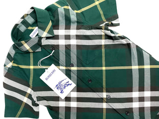 Burberry Green Classic Caro Patch Cotton Button Shirt