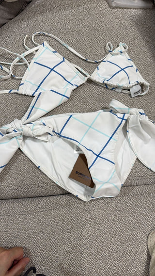 Burberry White Blue stripes Bikini