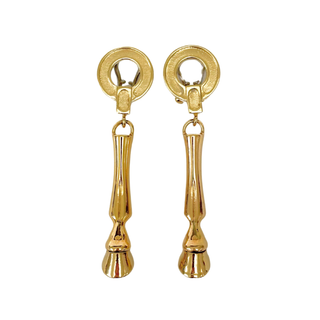 Burberry Gold Coated Horse Hoof Clip Earringd