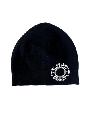Burberry Black Wool Hat with Round Burberry Logo