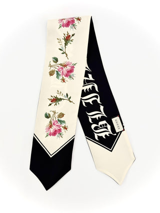 Gucci Blind For Love Black and White Silk Twilly/ Neck Bow