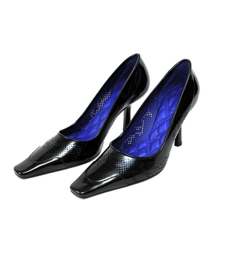 Burberry Calf Grain Black Leather Heels
