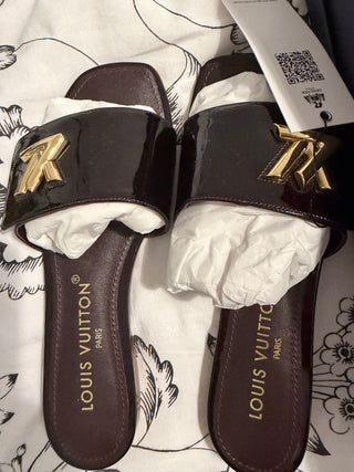 Louis Vuitton Patent Burgundy Flats