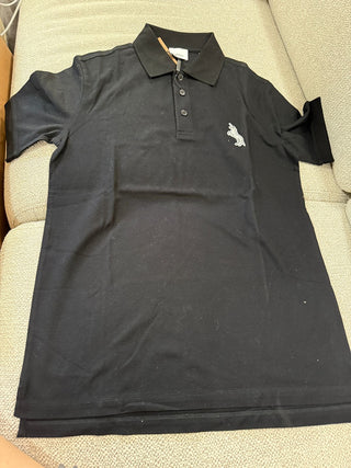 Burberry Black Polo Shirt with Horse Logo