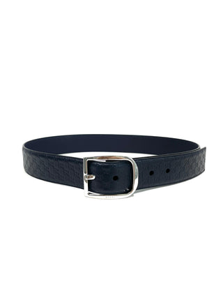 Gucci Leather Belt GG with Silver Buckle