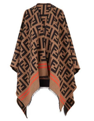 Fendi FF Logo Poncho Dark Brown