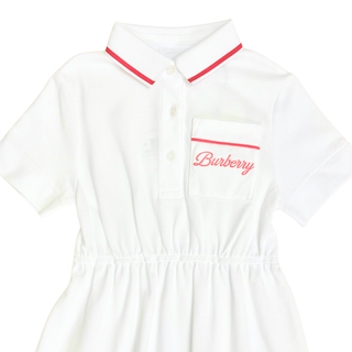 Burberry White with Red Embroidery Brand Logo Polo Dress