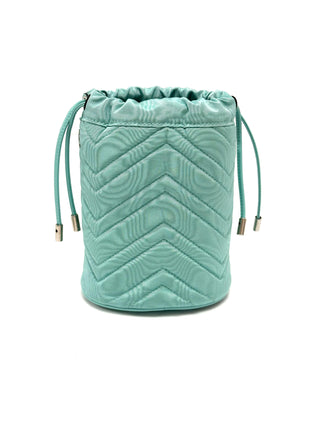 Gucci GG Marmont Silk Bucket Crystal Chain Bag Fabric Light Blue