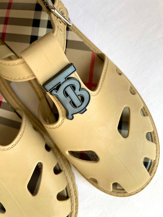 Burberry Beige Black TB Logo Jelly Shoes