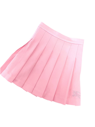 Burberry Baby Pink Plissee Skirt with Horse Embroidery