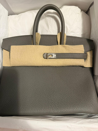 Hermes Birkin 25 Retourne In Gris Etain PHW