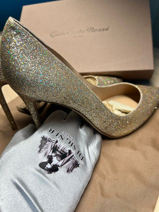 Gianvito Rossi Gold Glitter Heels