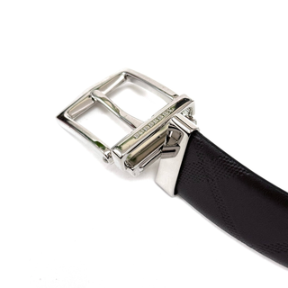Burberry Reversible Caro Patch Dark Brown Leather Belt with Branded Silver Buckle