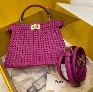 Fendi Shiny Nappa Pink Petite Peekaboo I see You Satchel Bag