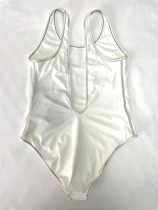 Burberry White Swimsuit with Brand Logo Patch