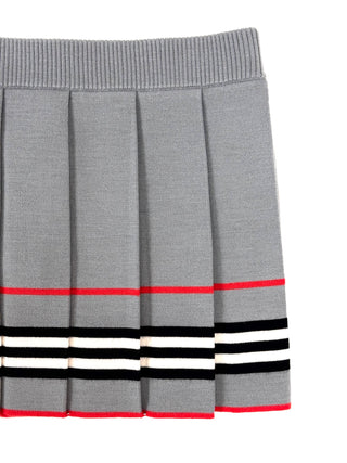Burberry Grey Classic Design Stripes Wool Skirt