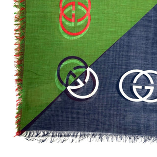 Gucci Cotton Tri Color Scarf Red/Blue/ Green