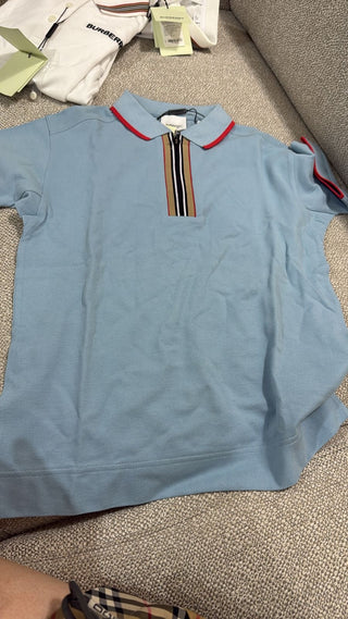 Burberry blue iconic stripe polo shirt