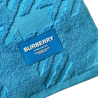 Burberry Blue Big Size Beach Towel with Name Logo Patch